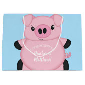 青い豚の赤ちゃんシャワー ラージペーパーバッグ (正面)