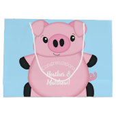 青い豚の赤ちゃんシャワー ラージペーパーバッグ (裏面)