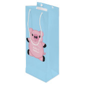 青い豚の赤ちゃんシャワー ワインギフトバッグ (裏面アングル)