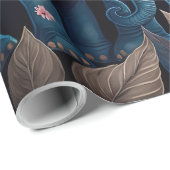 青い象とピンクの花 ラッピングペーパー (ロールコーナー)