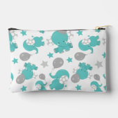 青い象のパターン，かわいい象，星 アクセサリーポーチ (裏面)