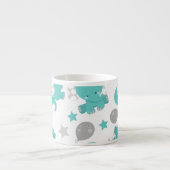青い象のパターン，かわいい象，星 エスプレッソカップ (正面)