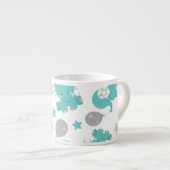 青い象のパターン，かわいい象，星 エスプレッソカップ (正面右)