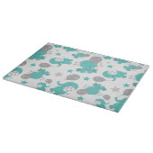 青い象のパターン，かわいい象，星 カッティングボード (角)