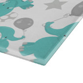 青い象のパターン，かわいい象，星 カッティングボード (角)