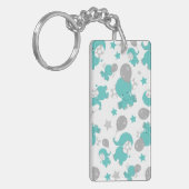 青い象のパターン,かわいい象,星 キーホルダー (正面左)