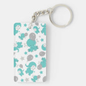 青い象のパターン,かわいい象,星 キーホルダー (裏面)