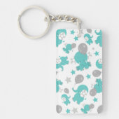 青い象のパターン,かわいい象,星 キーホルダー (正面)
