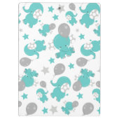 青い象のパターン，かわいい象，星 クリップボード (裏面)