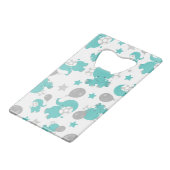 青い象のパターン，かわいい象，星 クレジットカード栓抜き (裏面アングル)