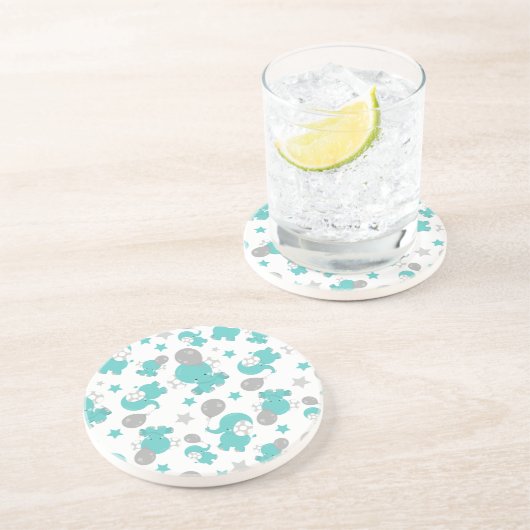 青い象のパターン,かわいい象,星 コースター (側面)