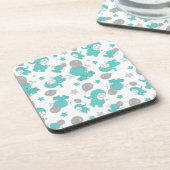 青い象のパターン，かわいい象，星 コースター (左側)
