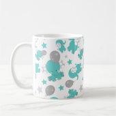 青い象のパターン,かわいい象,星 コーヒーマグカップ (左)