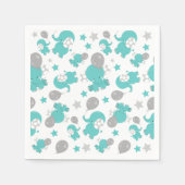 青い象のパターン，かわいい象，星 スタンダードカクテルナプキン (正面)