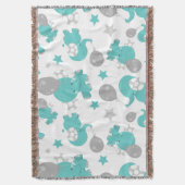青い象のパターン,かわいい象,星 スローブランケット (正面縦)