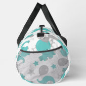 青い象のパターン，かわいい象，星 ダッフルバッグ (右)