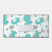青い象のパターン，かわいい象，星 デスクマット (キーボード&マウス)