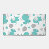 青い象のパターン，かわいい象，星 デスクマット (正面)