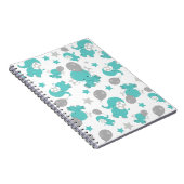 青い象のパターン，かわいい象，星 ノートブック (右側)
