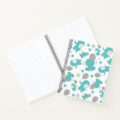 青い象のパターン，かわいい象，星 ノートブック (内部)