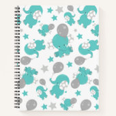 青い象のパターン，かわいい象，星 ノートブック (正面)