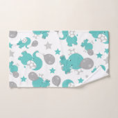 青い象のパターン，かわいい象，星 バスタオルセット (ハンドタオル)