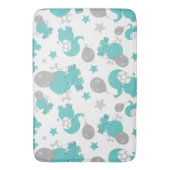 青い象のパターン，かわいい象，星 バスマット (正面縦)