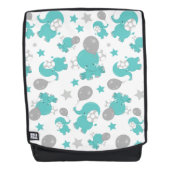青い象のパターン，かわいい象，星 バックパック (正面)