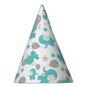 青い象のパターン，かわいい象，星 パーティーハット (右)