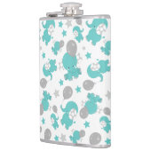 青い象のパターン，かわいい象，星 フラスク (左)