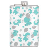 青い象のパターン，かわいい象，星 フラスク (正面)