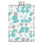青い象のパターン，かわいい象，星 フラスク (裏面)