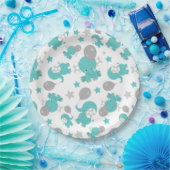 青い象のパターン，かわいい象，星 ペーパープレート (パーティー)