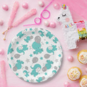 青い象のパターン，かわいい象，星 ペーパープレート (パーティー)