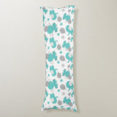 青い象のパターン，かわいい象，星 ボディピロー (正面縦)