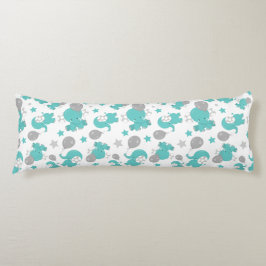 青い象のパターン，かわいい象，星 ボディピロー