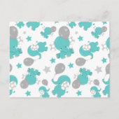 青い象のパターン，かわいい象，星 ポストカード (正面)