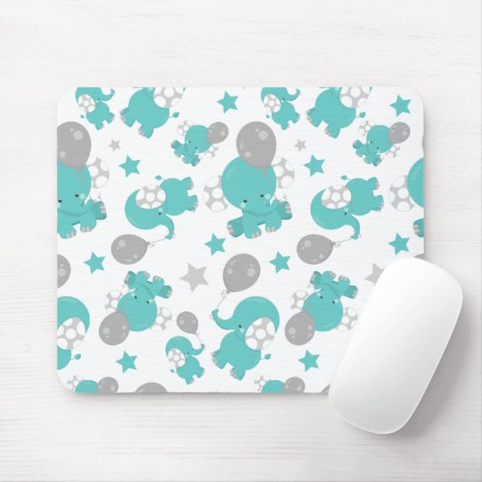 青い象のパターン,かわいい象,星 マウスパッド (マウス)