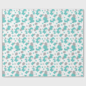 青い象のパターン，かわいい象，星 ラッピングペーパー (フラット)