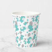 青い象のパターン，かわいい象，星 紙コップ (裏面)