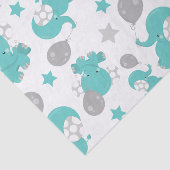青い象のパターン，かわいい象，星 薄葉紙 (詳細)