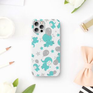 青い象のパターン,かわいい象,星 iPhone 11 ケース