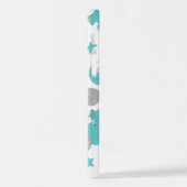 青い象のパターン，かわいい象，星 iPhoneケース (左側面)