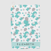 青い象のパターン，星，あなたの名前 ゴルフタオル (正面)