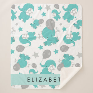 青い象のパターン,星,あなたの名前 シェルパブランケット