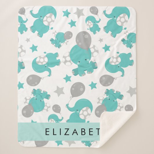 青い象のパターン,星,あなたの名前 シェルパブランケット (正面)