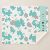 青い象のパターン,星,あなたの名前 シェルパブランケット (正面(横))