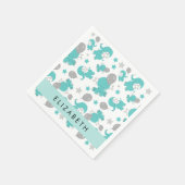 青い象のパターン,星,あなたの名前 スタンダードカクテルナプキン (角)