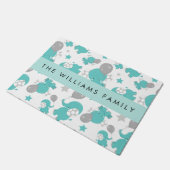 青い象のパターン，星，あなたの名前 ドアマット (アングル)