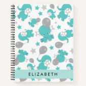 青い象のパターン,星,あなたの名前 ノートブック (正面)